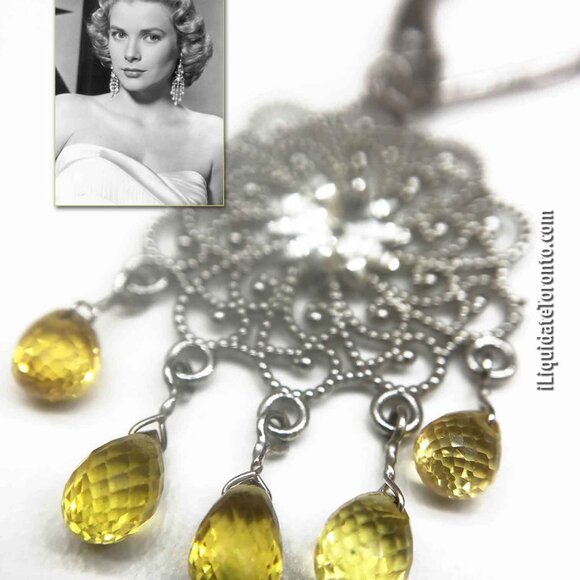 ✨ BRAND NEW NEVER WORN 14K White Gold Natural Yellow Sapphire Briolette Earrings - Picture 8 of 12